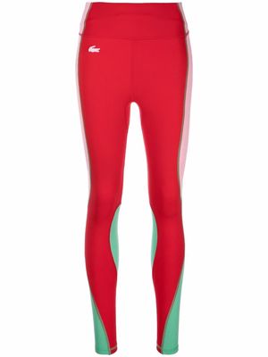 Lacoste colour-block logo leggings - Red