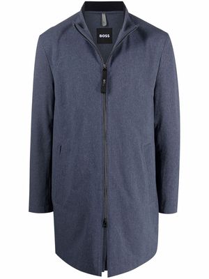 BOSS micro-pattern performance-stretch packable coat - Blue
