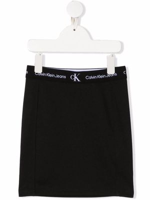 Calvin Klein Kids logo-waistband skirt - Black