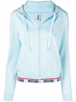 Moschino logo-trim detail hoodie - Blue