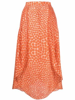 Stella McCartney floral-print asymmetric midi skirt - Orange