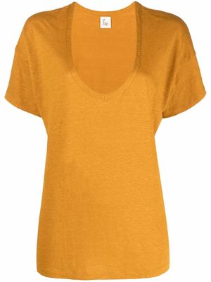 PAULA V-neck linen T-shirt - Yellow