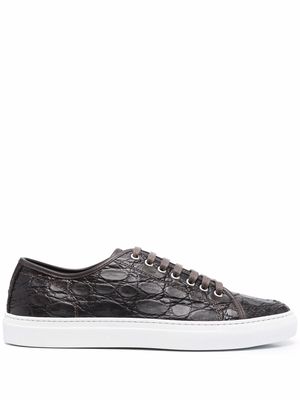 Brioni crocodile-effect leather sneakers - Brown