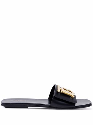 Burberry monogram leather sandals - Black