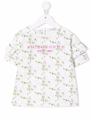 Philosophy Di Lorenzo Serafini Kids floral-print cotton T-Shirt - D009 BIANCA