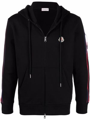 Moncler side-stripe cotton hoodie - Black