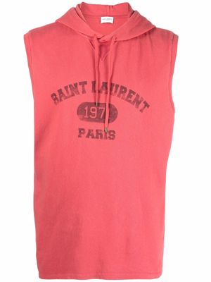 Saint Laurent logo-print hooded tank top - Red