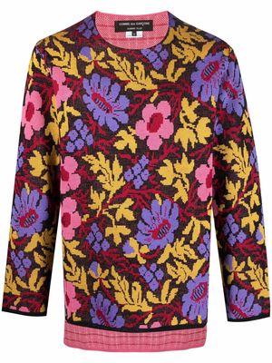 Comme Des Garçons Homme Plus floral-jacquard sweater - Purple