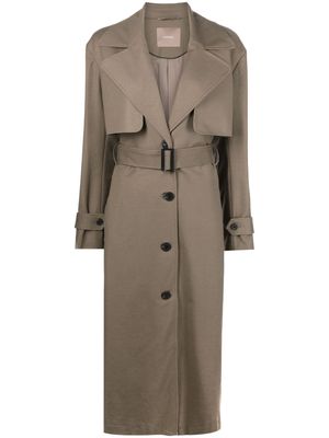 12 STOREEZ belted single-breaster trench coat - Brown