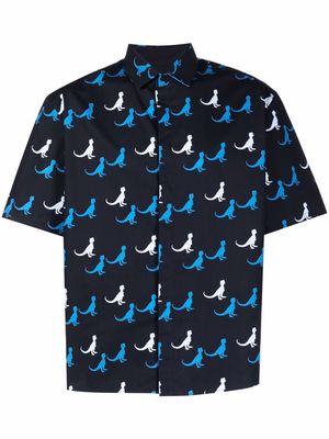 Neil Barrett dinosaur-print cotton poplin shirt - Blue