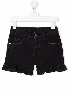 Douuod Kids ruffle-trim denim shorts - Black