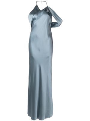 Michelle Mason drape-detail silk gown - Blue
