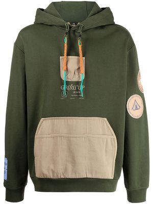 MCQ braided-tassel patchwork hooded sweatshirt - Green