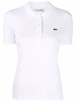 Lacoste logo-patch ribbed polo shirt - White