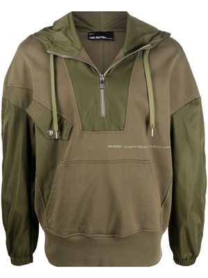 Neil Barrett panelled half-zip hoodie - Green