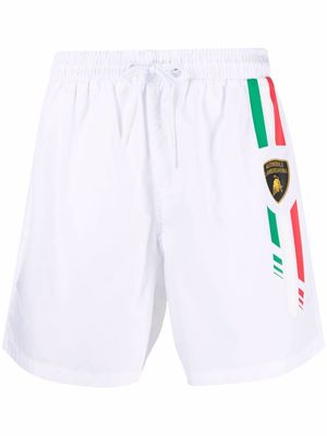Automobili Lamborghini logo-patch track shorts - White