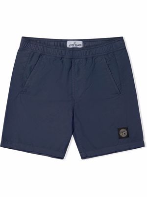 Stone Island Junior logo-patch casual shorts - Blue