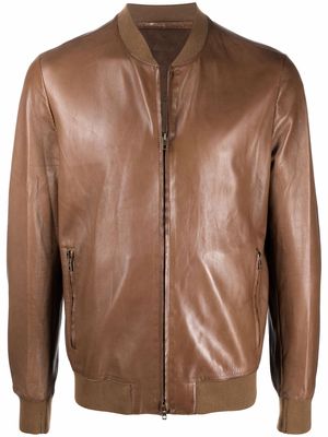 Salvatore Santoro zip-up leather bomber jacket - Brown