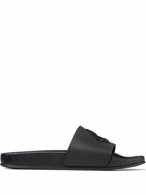 Jimmy Choo Port logo-plaque slides - Black