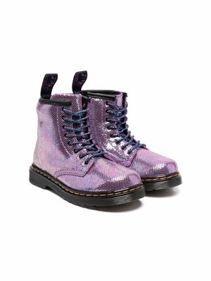 Dr. Martens Kids 1460 metallic ankle boots - Purple
