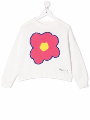 Marni Kids floral-print cotton sweatshirt - White