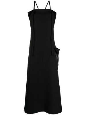 Y's draped-pocket midi dress - Black