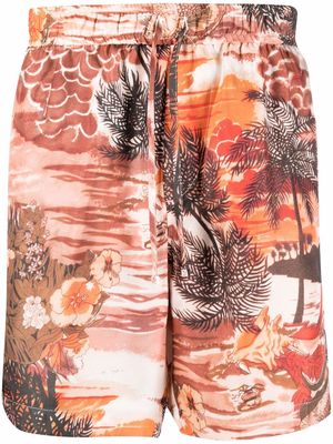 AMIRI patterned silk drawstring shorts - Pink