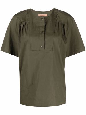 Yves Salomon button-front short-sleeved T-shirt - Green