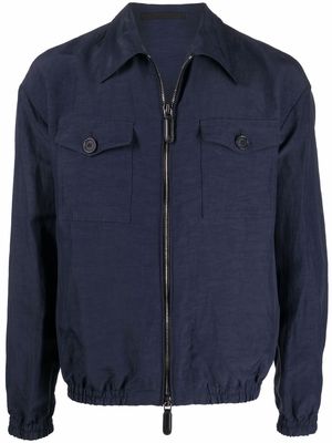 Giorgio Armani classic-collar bomber jacket - Blue