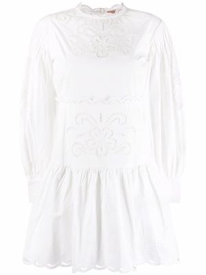 TWINSET hemstitch embroidery short dress - White
