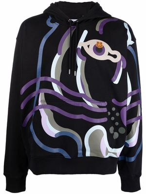 Kenzo abstract tiger-print hoodie - Black