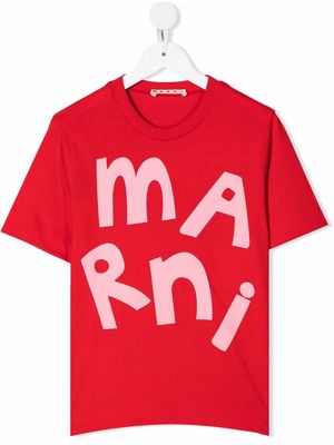 Marni Kids logo-print cotton T-shirt - Red