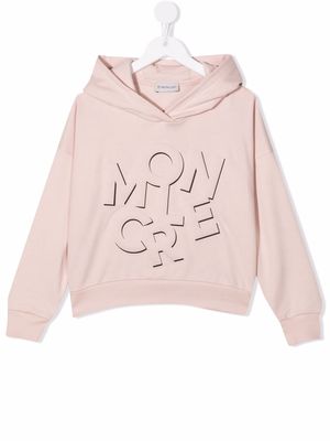 Moncler Enfant logo-print cotton hoodie - Pink