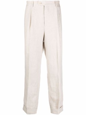 Brunello Cucinelli tonal-stripe straight leg trousers - Neutrals