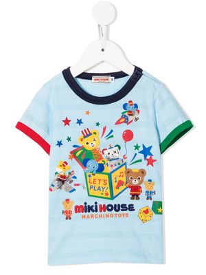 Miki House embroidered-design T-shirt - Blue