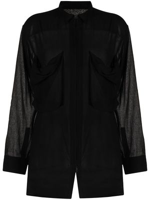 Yohji Yamamoto zipped long-sleeve shirt - Black