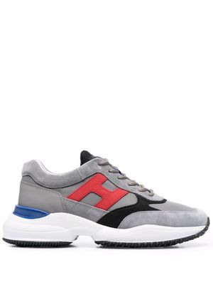 Hogan suede-leather panelled sneakers - Grey