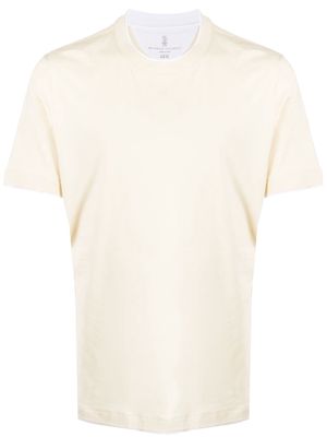 Brunello Cucinelli layered-trim cotton T-Shirt - Yellow