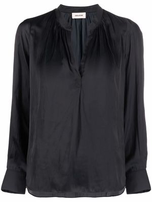 Zadig&Voltaire satin-finish V-neck blouse - Black