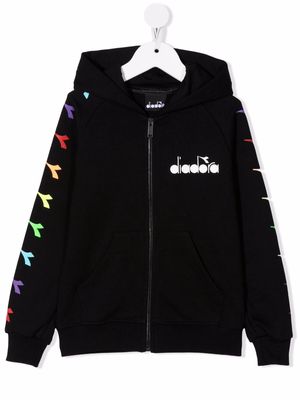 Diadora Junior logo-print detail hoodie - Black