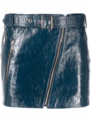 Manokhi belted leather mini skirt - Blue