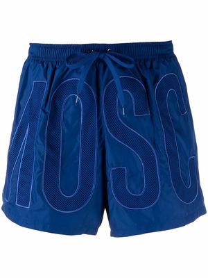 Moschino logo embroidered swim shorts - Blue