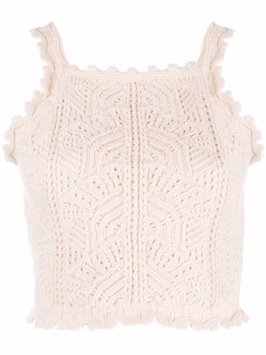 Saint Laurent crochet cropped wool top - Neutrals