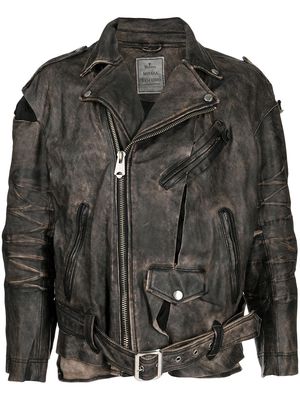 Maison Mihara Yasuhiro Slide Piece leather jacket - Brown