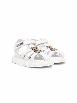 Moschino Kids Teddy-Patch leather sandals - White