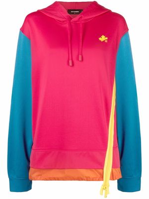 Dsquared2 embroidered logo colour-block hoodie - Pink