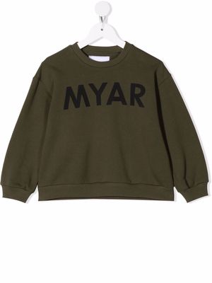 MYAR KIDS logo-print crew neck sweatshirt - Green