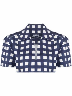 Jacquemus check-pattern cropped shirt - Blue