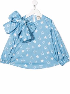 Douuod Kids bow-detail star-print blouse - Blue