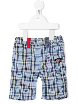 Miki House check-print cotton shorts - Blue